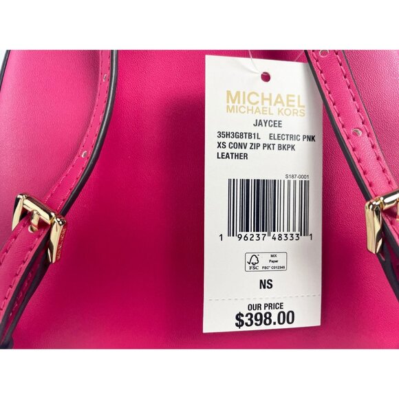 NEW Michael Kors XS Jaycee Backpack Bag Electric Pink Pebbled Leather NWT
